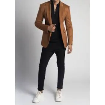 Slim Fit Brown Velvet Semi Formal Blazer